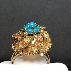 NWOT 18kt Gold Turquoise Cocktail Ring